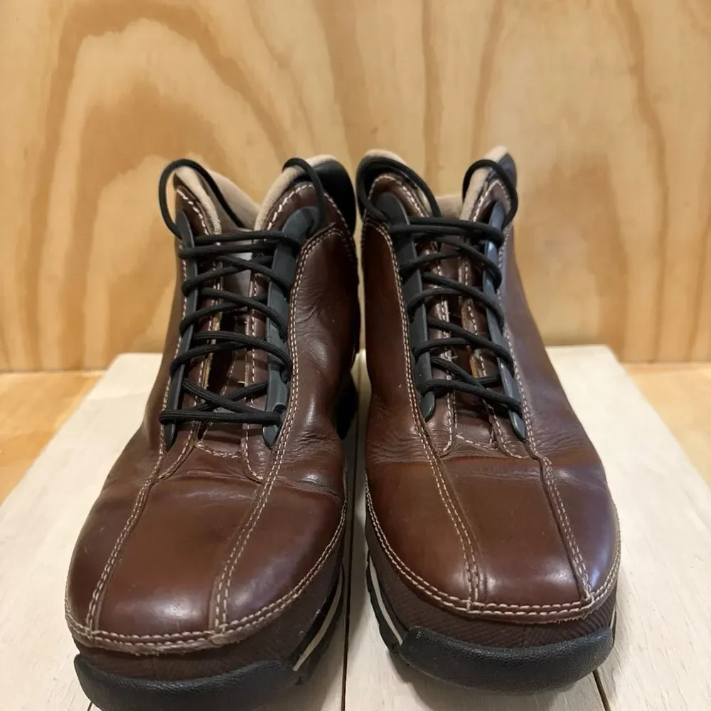 Timberlands Men's 85129 Brown Leather Lace Up Euro Dub Boots Size 9.5M